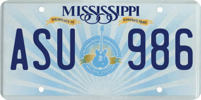 MS license plate ASU986
