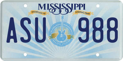 MS license plate ASU988