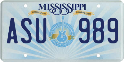 MS license plate ASU989