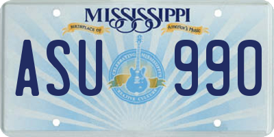 MS license plate ASU990