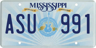 MS license plate ASU991