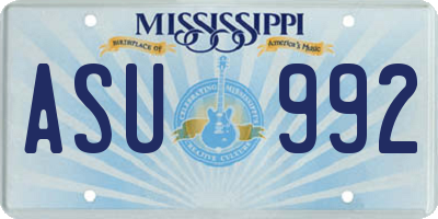 MS license plate ASU992