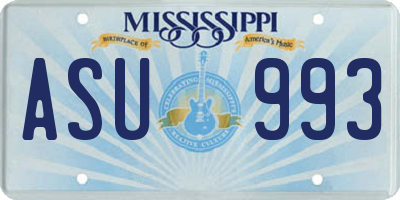 MS license plate ASU993
