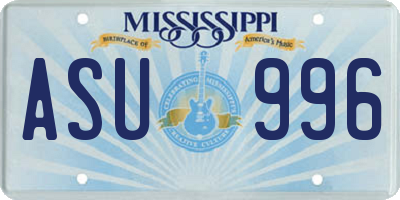 MS license plate ASU996