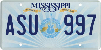 MS license plate ASU997