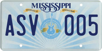 MS license plate ASV005