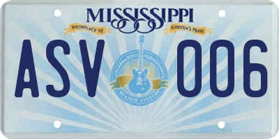 MS license plate ASV006