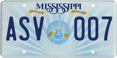 MS license plate ASV007