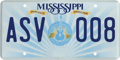 MS license plate ASV008