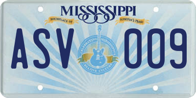 MS license plate ASV009