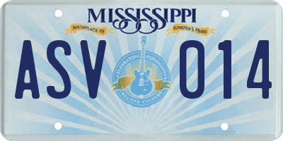 MS license plate ASV014