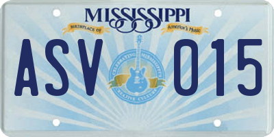 MS license plate ASV015