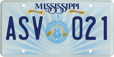 MS license plate ASV021