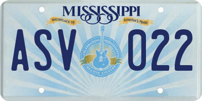 MS license plate ASV022