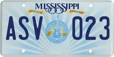 MS license plate ASV023