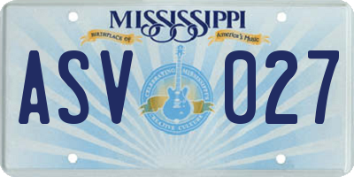 MS license plate ASV027