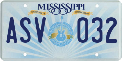 MS license plate ASV032