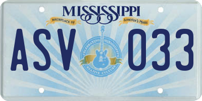 MS license plate ASV033
