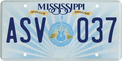 MS license plate ASV037