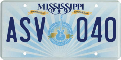 MS license plate ASV040