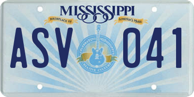 MS license plate ASV041