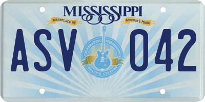 MS license plate ASV042
