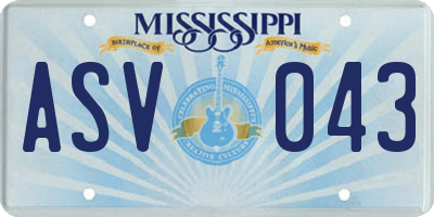 MS license plate ASV043