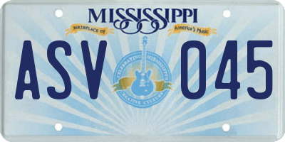 MS license plate ASV045