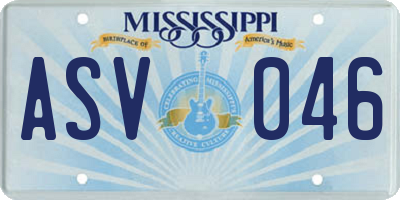 MS license plate ASV046