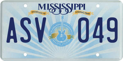 MS license plate ASV049