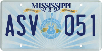MS license plate ASV051