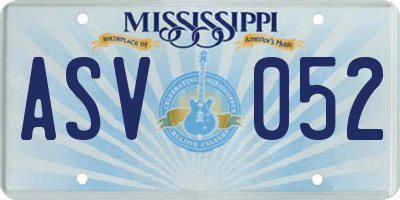 MS license plate ASV052
