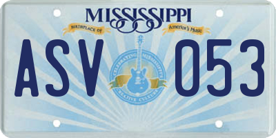 MS license plate ASV053