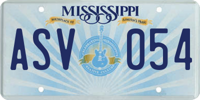 MS license plate ASV054