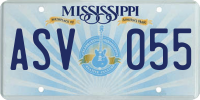 MS license plate ASV055