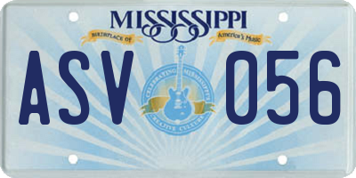 MS license plate ASV056