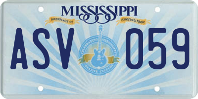MS license plate ASV059
