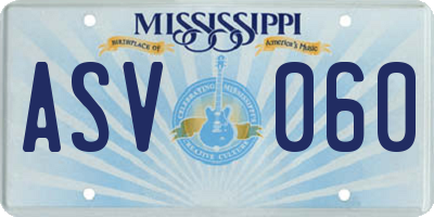 MS license plate ASV060