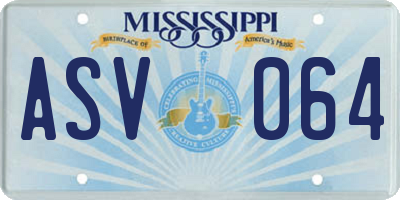 MS license plate ASV064
