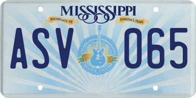 MS license plate ASV065