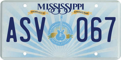 MS license plate ASV067
