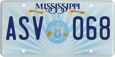 MS license plate ASV068