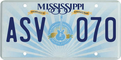 MS license plate ASV070