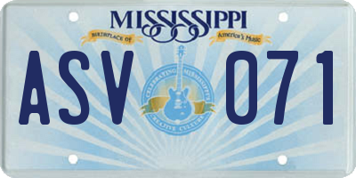 MS license plate ASV071
