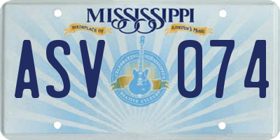 MS license plate ASV074