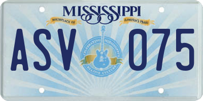MS license plate ASV075