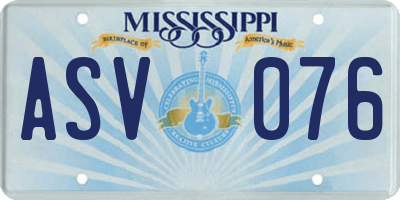 MS license plate ASV076