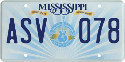 MS license plate ASV078
