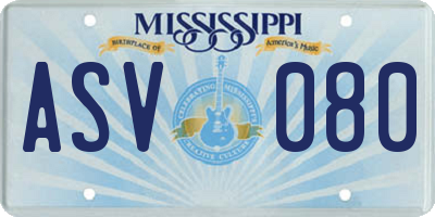 MS license plate ASV080