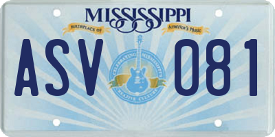 MS license plate ASV081